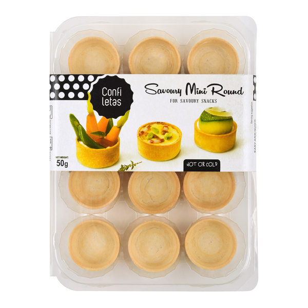 Confiletas Mini Savory Round Pastry Cases x 12  50g (10)