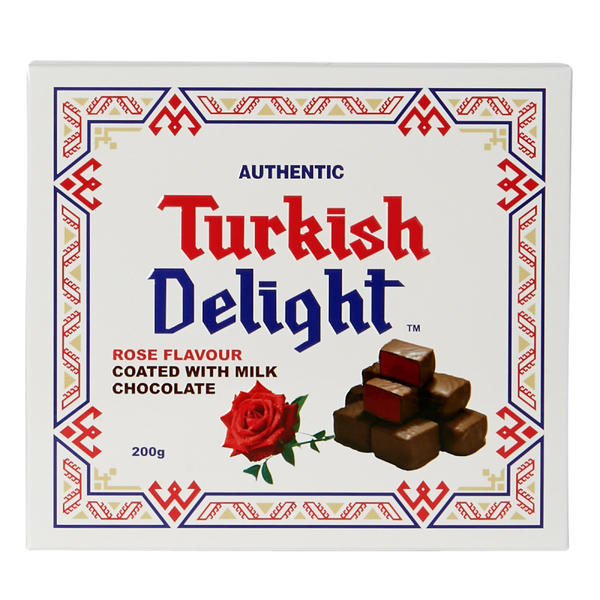 Real Turkish Delight Square Box - Rose with Milk Chocolate 200gm