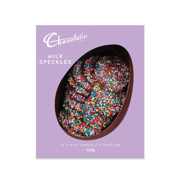 Chocolatier Half Egg Milk with Speckles 120g (8)