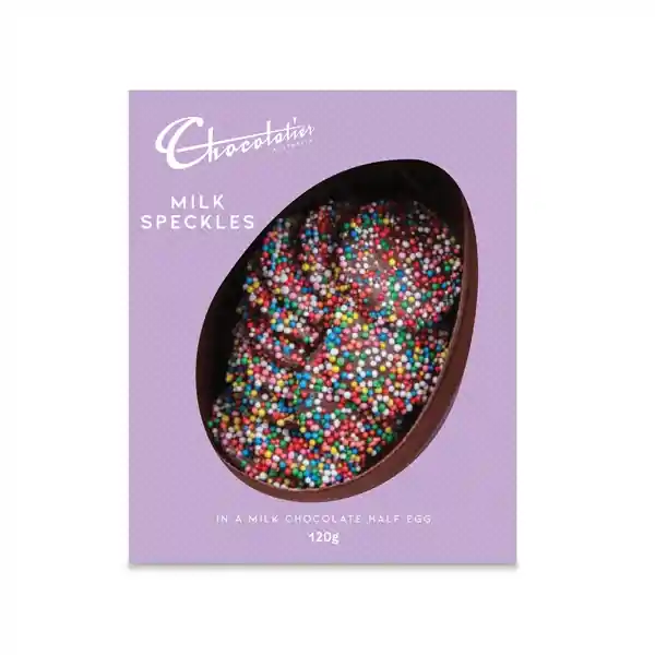 Chocolatier Half Egg Milk with Speckles 120g (8)