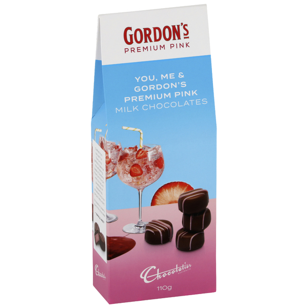 Chocolatier Gordon's Pink Gin Milk Chocolate Liqueur Truffles 110g (8)