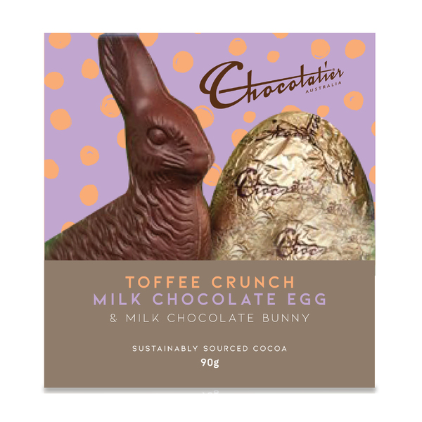 Chocolatier Toffee Crunch Milk Egg & Milk Bunny 90g (12)
