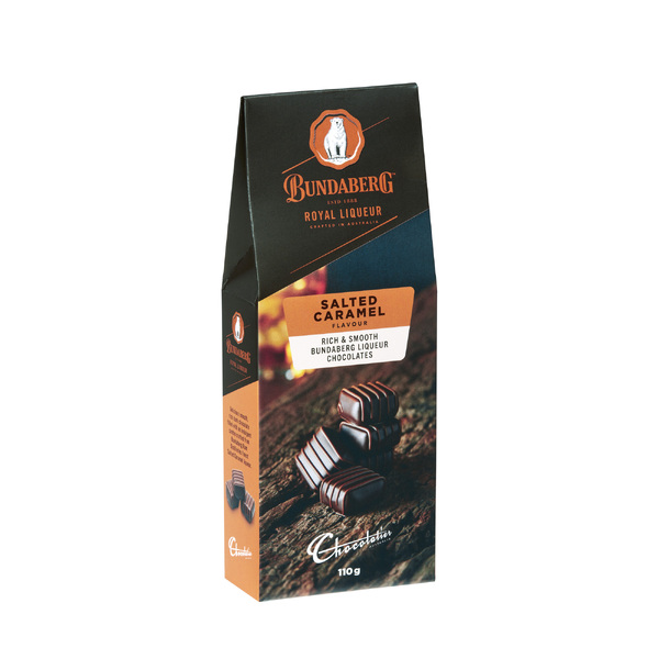 Chocolatier Salted Caramel Bundaberg Dark Liqueur Chocolates 110g (8)