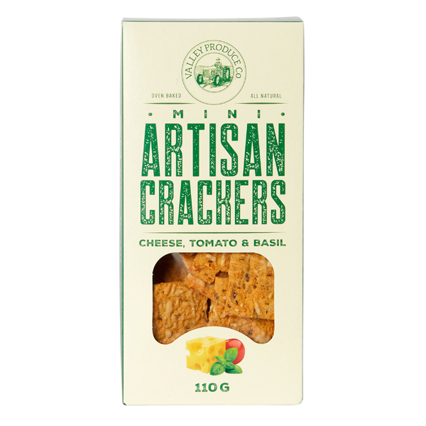 Valley Produce Company Mini Artisan Crackers Cheese, Tomato & Basil 110g