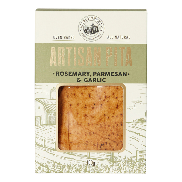 Valley Produce Company Artisan Pita Box Rosemary, Parmesan & Garlic 100g