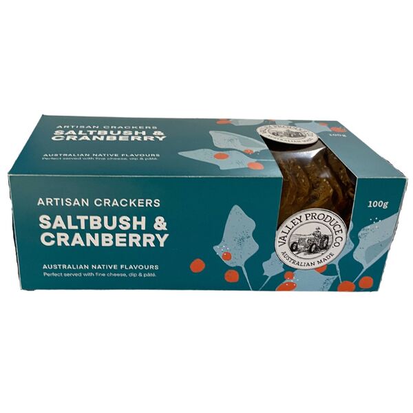 VPC Native Artisan Crackers - Saltbush & Cranberry 100g (12)
