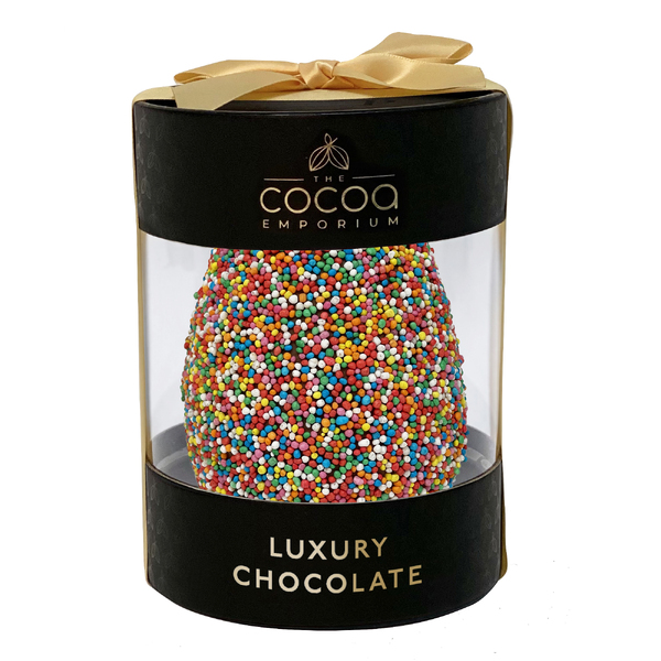TCE Easter Egg Cylinder with Ribbon - Milk Chocolate Sprinkle 180g (6)