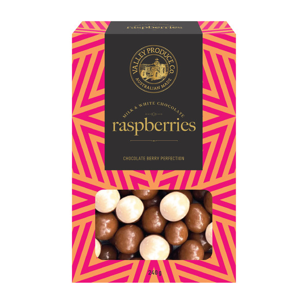 VPC Milk & White Chocolate Raspberries 220g (12)