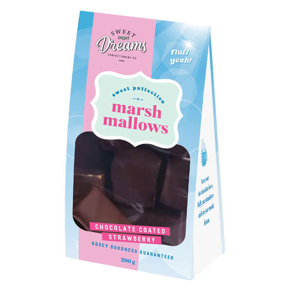 Sweet Dreams Confectionery Co. Marshmallow Pouch Chocolate Coated Strawberry 200g (10)