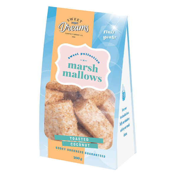 Sweet Dreams Confectionery Co. Marshmallow Pouch Toasted Coconut 200g (10)