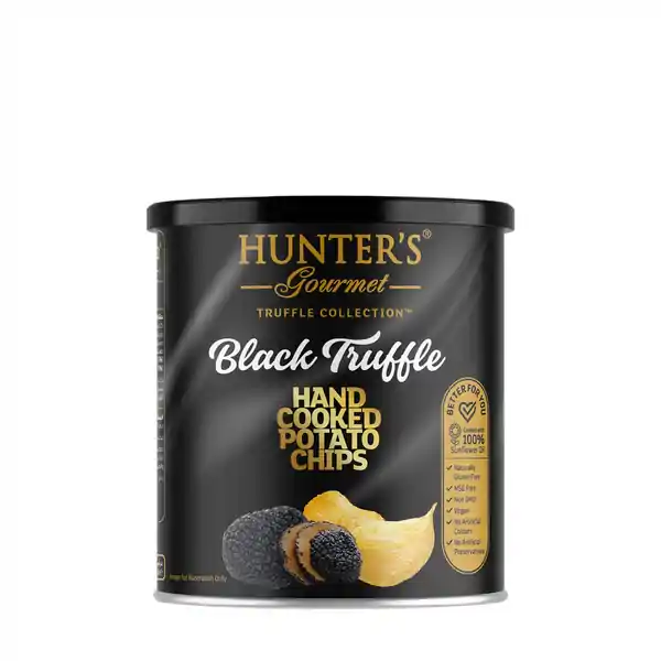 Hunter's Gourmet Hand Cooked Potato Chips Truffle Collection - Black Truffle Canister 40g (60)