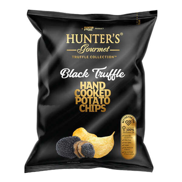Hunter's Gourmet Hand Cooked Potato Chips Truffle Collection - Black Truffle Bag 125g (12)