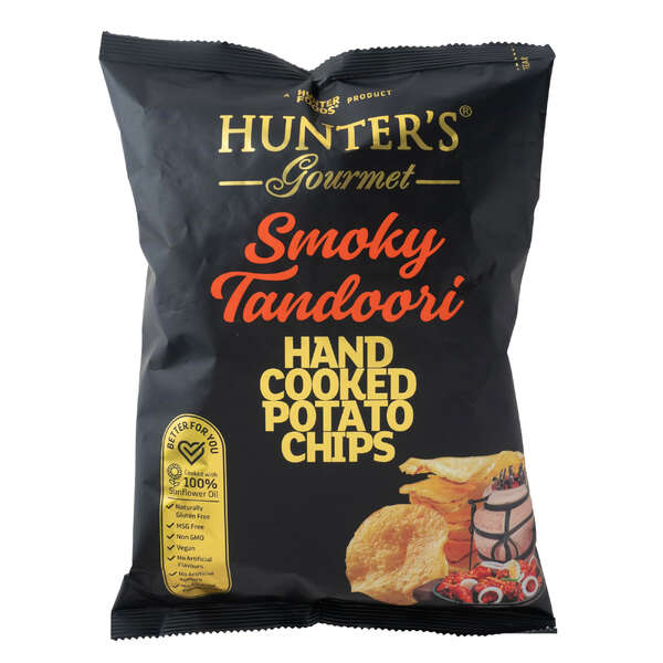 Hunter's Gourmet Hand Cooked Potato Chips Gold Collection - Smoky Tandoori Bag 125g (12)