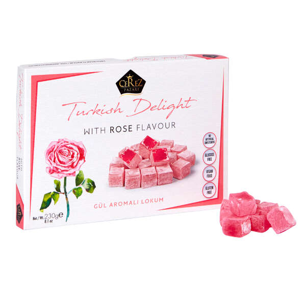 Cerez Turkish Delight White Box - Rose Flavour 230g (10)