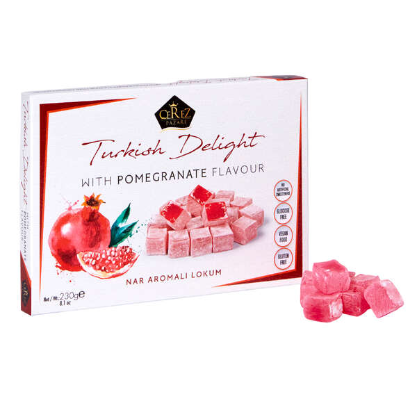 Cerez Turkish Delight White Box - Pomegranate Flavour 230g (10)