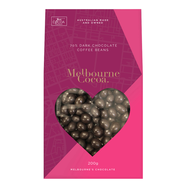 Melbourne Cocoa Pink 70% Dark Chocolate Coffee Beans