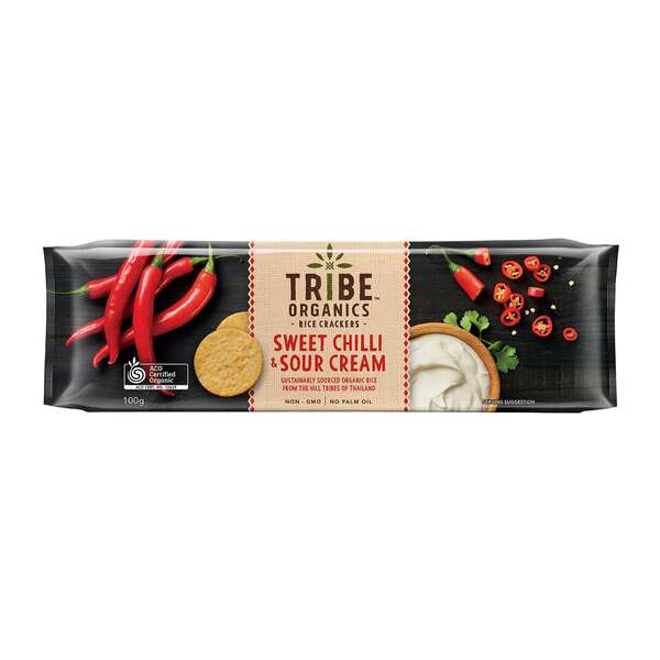Tribe Organics Rice Crackers - Sweet Chilli & Sour Cream 100g