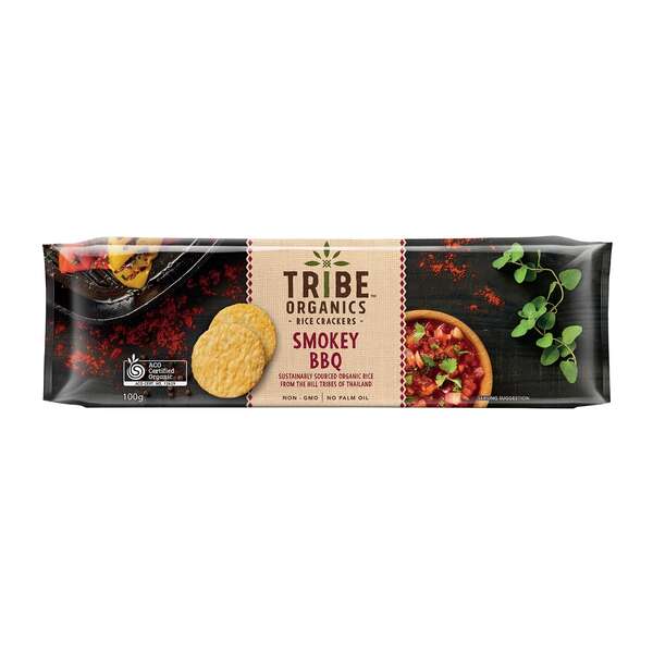 Tribe Organics Rice Crackers - Smokey BBQ 100g