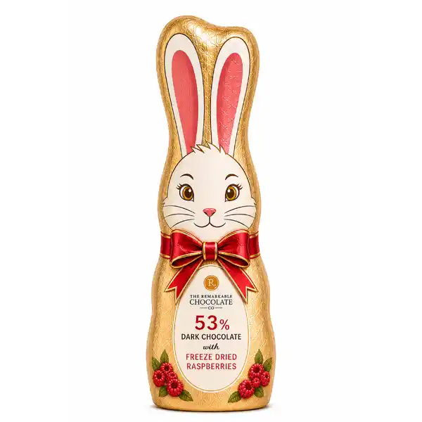 Remarkable Chocolate Chocolate Bunny Dark 53% Raspberry 100g (36)