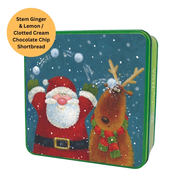 Grandma Wild's Embossed Jolly Santa & Reindeer Tin 160g (6)