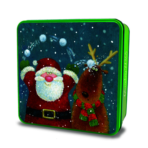 Grandma Wild's Embossed Jolly Santa & Reindeer Tin 160g (6)
