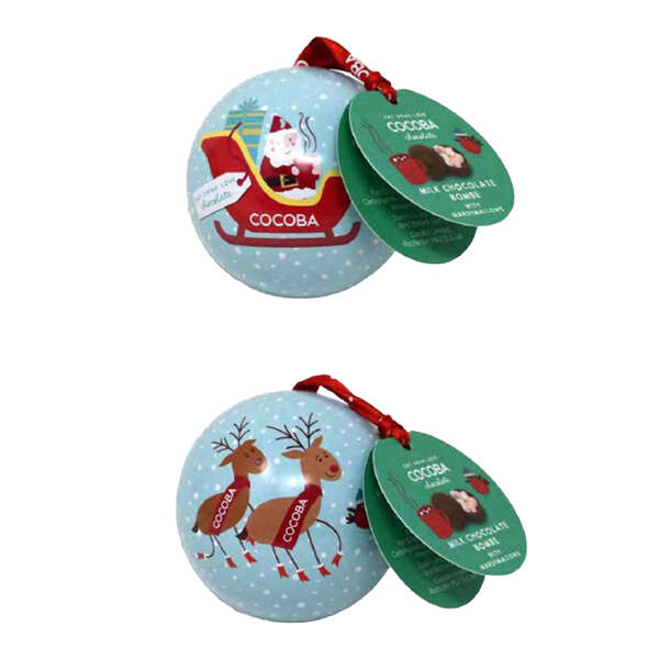 Cocoba Christmas Bauble with Hot Chocolate Bombe 50g (12)