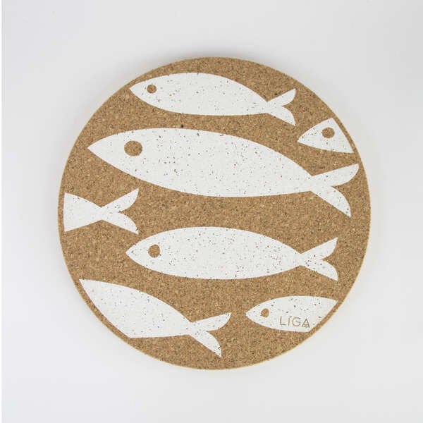 LL Cork Placemat - Fish White  (1)