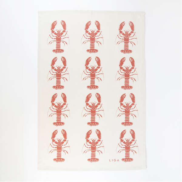 LL Organic Cotton Tea Towel - Lobster Red  (1)