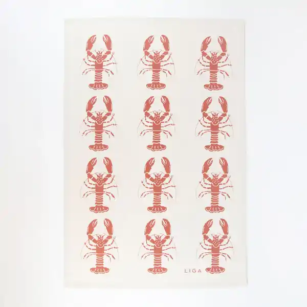 LL Organic Cotton Tea Towel - Lobster Red  (1)