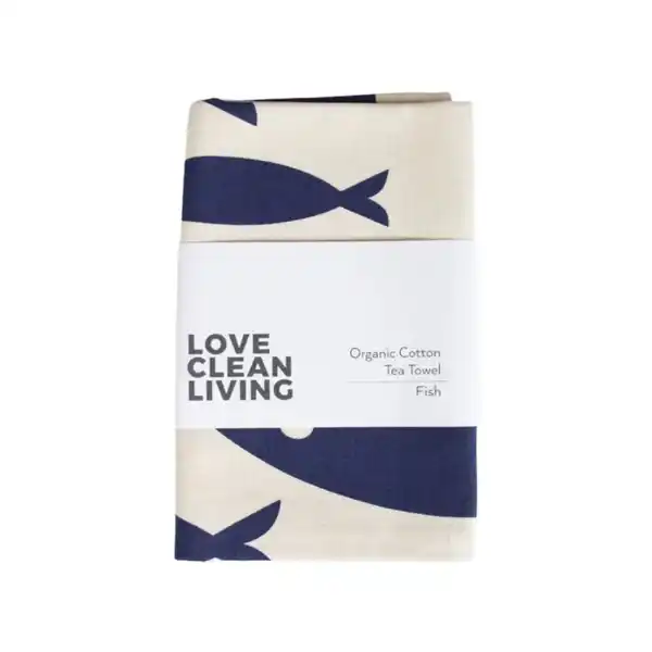 LL Organic Cotton Tea Towel Fish Navy  (6)