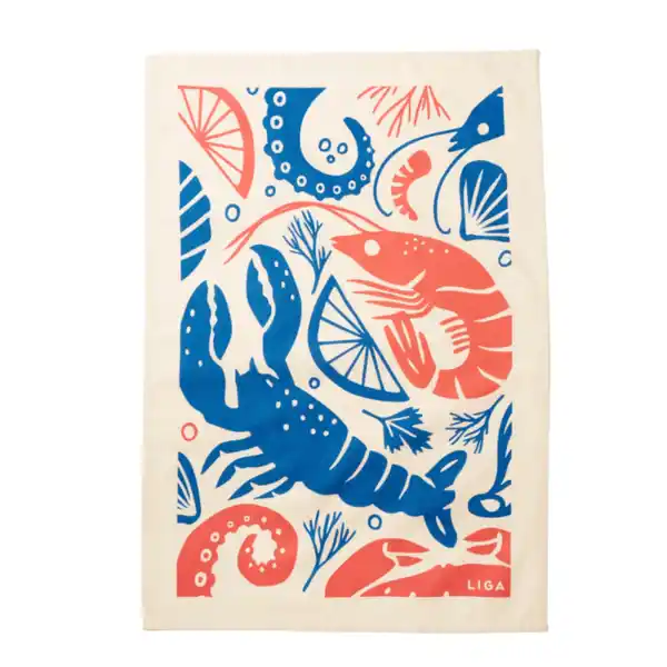 LL Organic Cotton Tea Towel Lobster  (6)