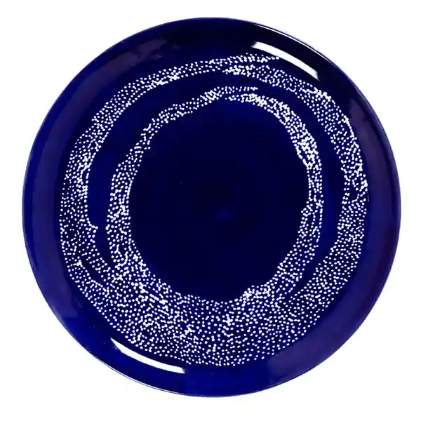 Ottolenghi Plate L Lapis Lazuli Swirl Dots White FEAST  (2)