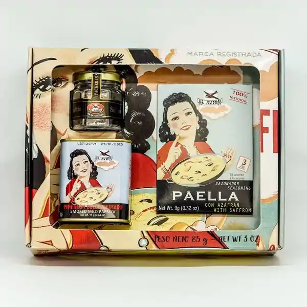 EL Avion Gift Pack (Saffron Jar 1g, Paella Mix and Smoked Paprika 85g (5)