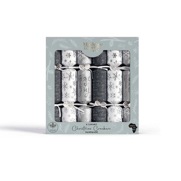 Mistletoe & Merry Luxury - Metallics Silver Peace Joy Love Crackers 