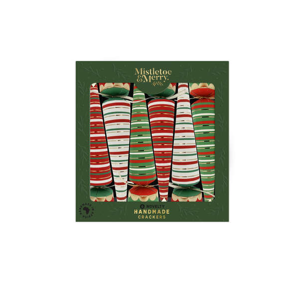 Mistletoe & Merry Novelty Red & Green Cone Trees (12)