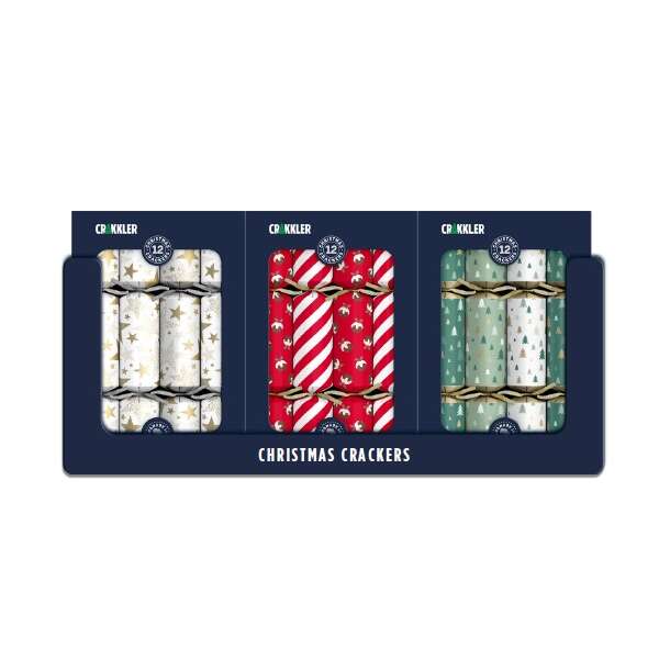 Mistletoe & Merry CRAKKLER Value Display Tray with 3 Assorted Designs (9)
