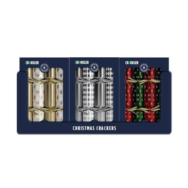 Mistletoe & Merry CRAKKLER Foil Fun Display Tray with 3 Assorted Designs (9)