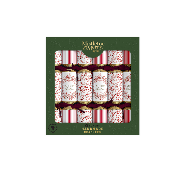 Mistletoe & Merry - Luxury - Berry & Stripe 14" - 6 per tray  (12)