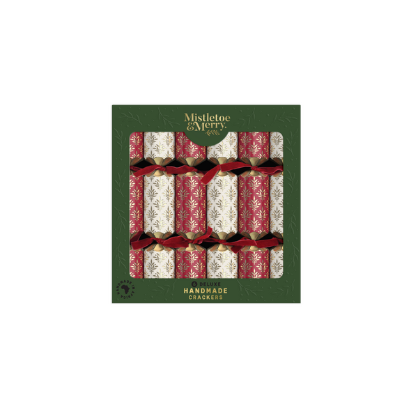 Mistletoe & Merry - Deluxe - Red & Cream Foiled Pattern 14" - 6 per tray  (12)