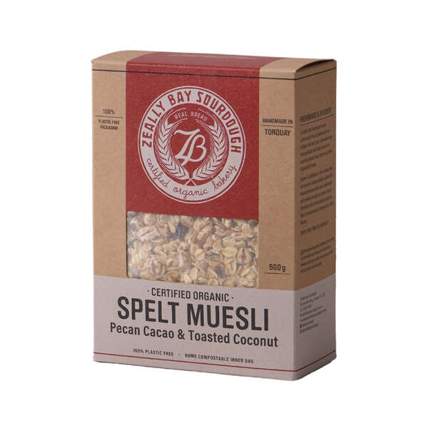 Zeally Bay Sourdough Certified Organic Muesli -   Spelt Cacao & Toasted Coconut 500g (12)