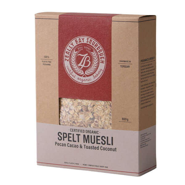 Zeally Bay Sourdough Certified Organic Muesli - Spelt Cacao & Toasted Coconut 900g (6)