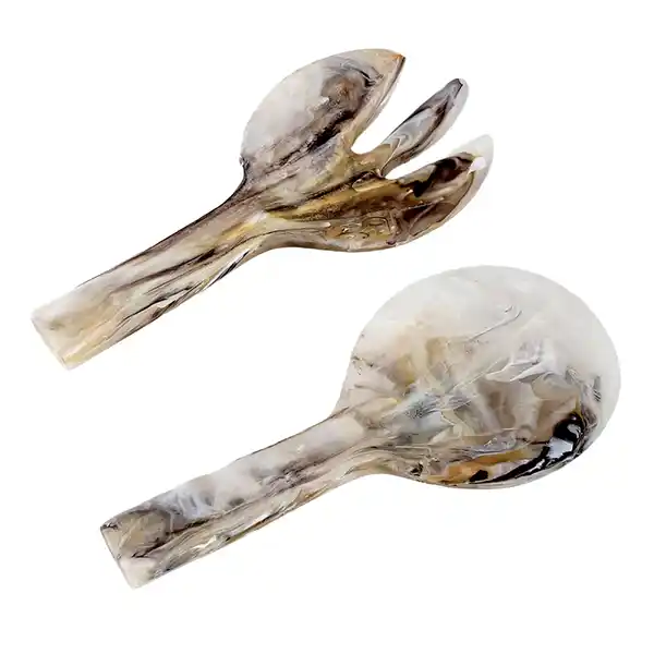 Nashi Home Short Handle Salad Servers 2pc-Mocha  (1)