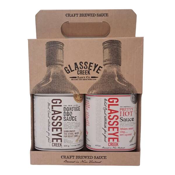 Glasseye Greek Twin Pack - Bonfire BBQ Sauce & Pretty Hot Sauce 820g (10)